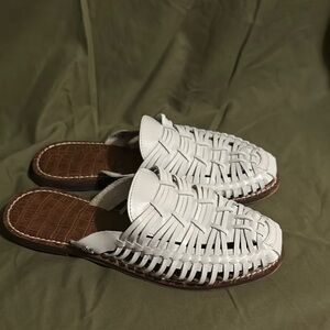 Women's White Woven Sandals